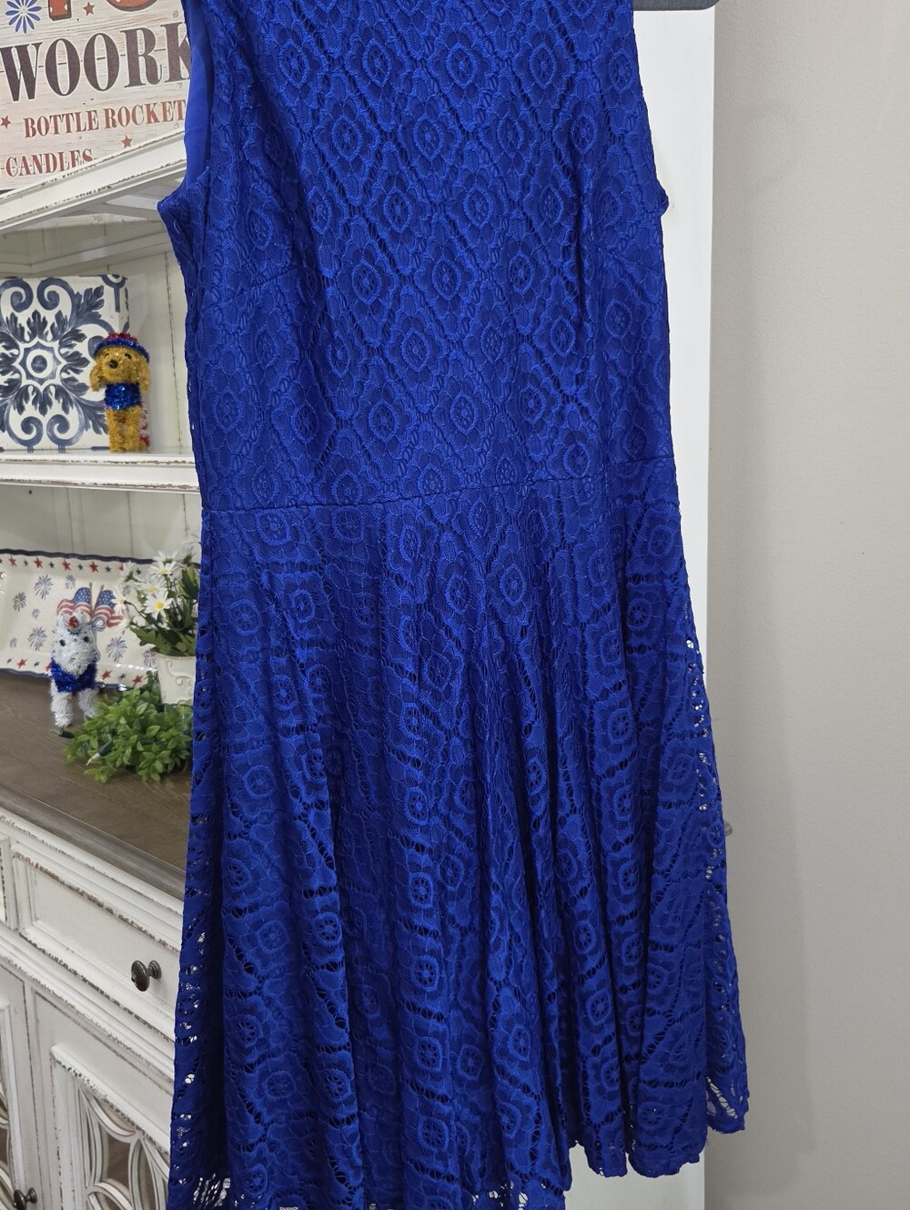 Danny & Nicole Royal Blue Lace Fit-and-Flare Dress